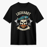 Lockhart Tartan Crest 2D T-shirt - Alba Skull Style