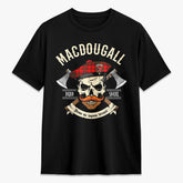 MacDougall Modern Tartan Crest 2D T-shirt - Alba Skull Style