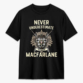 MacFarlane Black - White Tartan Crest 2D T-shirt - Never Underestimate Style