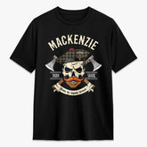 MacKenzie Weathered Tartan Crest 2D T-shirt - Alba Skull Style