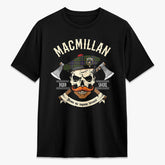 MacMillan Hunting Modern Tartan Crest 2D T-shirt - Alba Skull Style