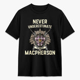 MacPherson Hunting Modern Tartan Crest 2D T-shirt - Never Underestimate Style