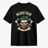 McArthur Ancient Tartan Crest 2D T-shirt - Alba Skull Style