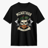 McArthur Modern Tartan Crest 2D T-shirt - Alba Skull Style