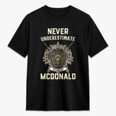 McDonald (Clan Ranald) Tartan Crest 2D T-shirt - Never Underestimate Style