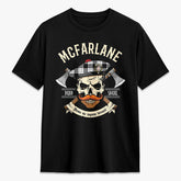 McFarlane Black - White Tartan Crest 2D T-shirt - Alba Skull Style