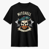 Mitchell Ancient Tartan Crest 2D T-shirt - Alba Skull Style