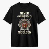Nicolson Ancient Old Tartan Crest 2D T-shirt - Never Underestimate Style
