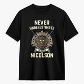 Nicolson Hunting Weathered Tartan Crest 2D T-shirt - Never Underestimate Style