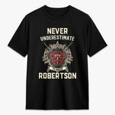 Robertson Modern Tartan Crest 2D T-shirt - Never Underestimate Style