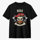 Ross Modern Tartan Crest 2D T-shirt - Alba Skull Style