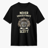 Scott Black & White Modern Tartan Crest 2D T-shirt - Never Underestimate Style