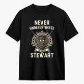 Stewart Hunting Weathered Tartan Crest 2D T-shirt - Never Underestimate Style