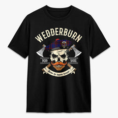 Wedderburn Tartan Crest 2D T-shirt - Alba Skull Style