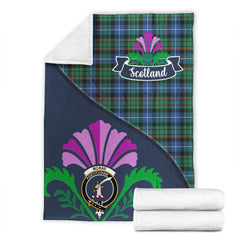 McRae Hunting Ancient Tartan Crest Premium Blanket - Thistle Style
