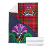 McRae Modern Tartan Crest Premium Blanket - Thistle Style