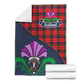 Reid Modern Tartan Crest Premium Blanket - Thistle Style