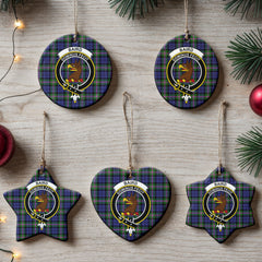 Baird Modern Tartan Crest Christmas Ceramic Ornament