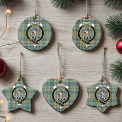 Balfour Blue Tartan Crest Christmas Ceramic Ornament