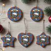 Bethune Modern Tartan Crest Christmas Ceramic Ornament