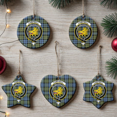 Campbell Faded Tartan Crest Christmas Ceramic Ornament