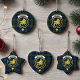 Campbell Modern Tartan Crest Christmas Ceramic Ornament