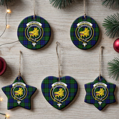 Campbell Modern Tartan Crest Christmas Ceramic Ornament