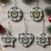 Douglas Grey Modern Tartan Crest Christmas Ceramic Ornament