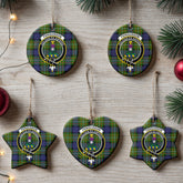 Fergusson Modern Tartan Crest Christmas Ceramic Ornament