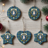 Lamont Ancient Tartan Crest Christmas Ceramic Ornament