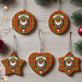 Leask Tartan Crest Christmas Ceramic Ornament