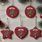 Leslie Modern Tartan Crest Christmas Ceramic Ornament
