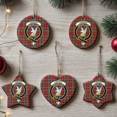Lindsay Weathered Tartan Crest Christmas Ceramic Ornament
