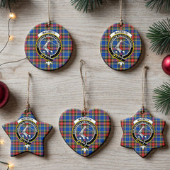 MacBeth Modern Tartan Crest Christmas Ceramic Ornament