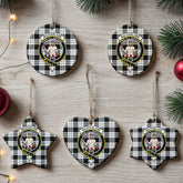 MacFarlane Black - White Tartan Crest Christmas Ceramic Ornament