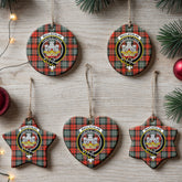 MacLachlan Weathered Tartan Crest Christmas Ceramic Ornament