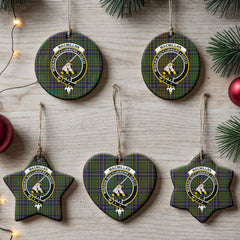 MacMillan Hunting Modern Tartan Crest Christmas Ceramic Ornament