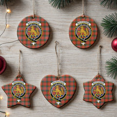 MacPherson Weathered Tartan Crest Christmas Ceramic Ornament