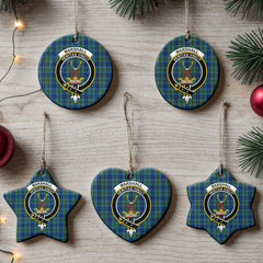 Marshall Tartan Crest Christmas Ceramic Ornament