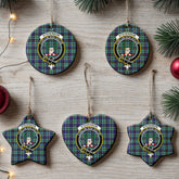Stevenson Tartan Crest Christmas Ceramic Ornament