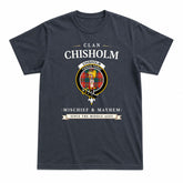 Chisholm Ancient Tartan Crest Mischief and Mayhem T-shirt