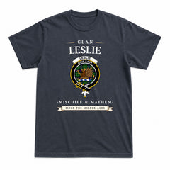 Leslie Hunting Tartan Crest Mischief and Mayhem T-shirt