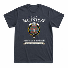 MacIntyre Ancient Tartan Crest Mischief and Mayhem T-shirt