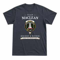 MacLean Hunting Tartan Crest Mischief and Mayhem T-shirt