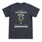 Thomson Blue Tartan Crest Mischief and Mayhem T-shirt