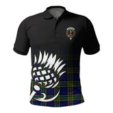 Colquhoun Modern Tartan Crest Polo Shirt - Thistle Black Style