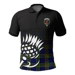 Colquhoun Modern Tartan Crest Polo Shirt - Thistle Black Style