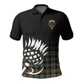 Farquharson Weathered Tartan Crest Polo Shirt - Thistle Black Style