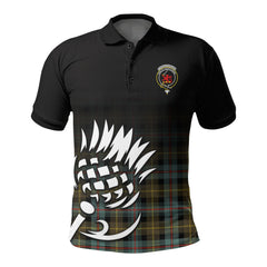 Farquharson Weathered Tartan Crest Polo Shirt - Thistle Black Style
