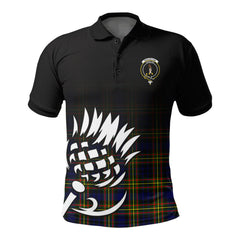 MacLellan Modern Tartan Crest Polo Shirt - Thistle Black Style